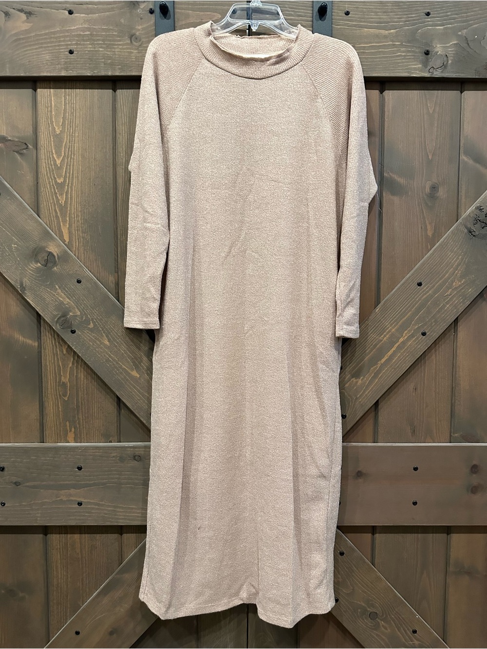 Lush Beige Long Sleeve Maxi Dress